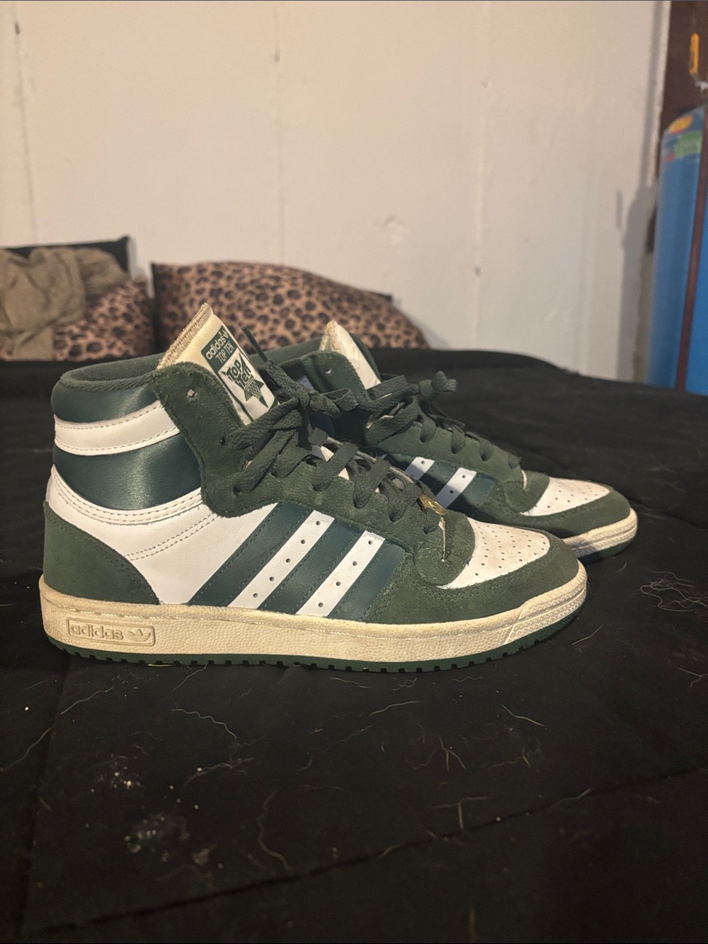 adidas Women’s High-Top Sneakers in Dark Green and White